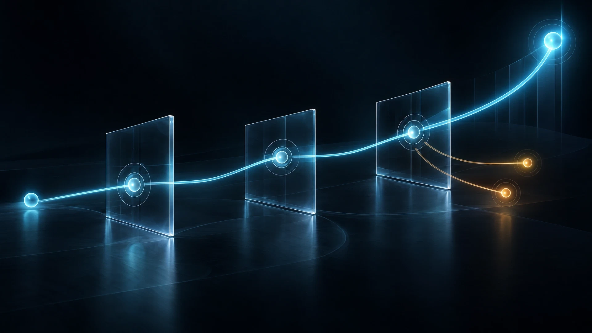 A clear customer journey passes through digital checkpoints while friction interrupts side paths.